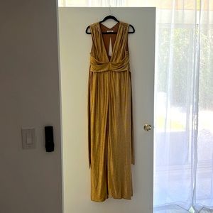 Halston Heritage Gold Grecian Gown XL